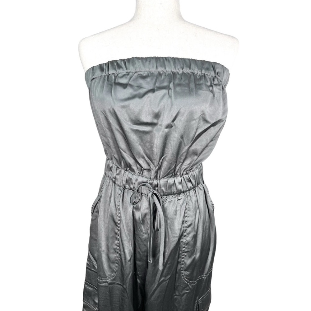Sincerely Jules Charcoal Satin Strapless Jumpsuit - XL - Picture 3 of 4